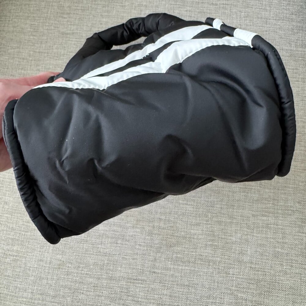 Sephora Puffy Black & White Stripe Mini Bag- new in package - Picture 2 of 5